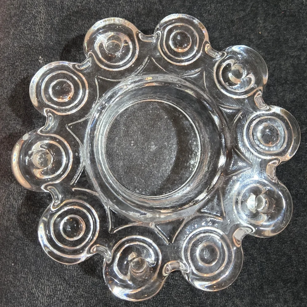Vtg Nybro Sweden Glass Candle Holder Wreath Shape